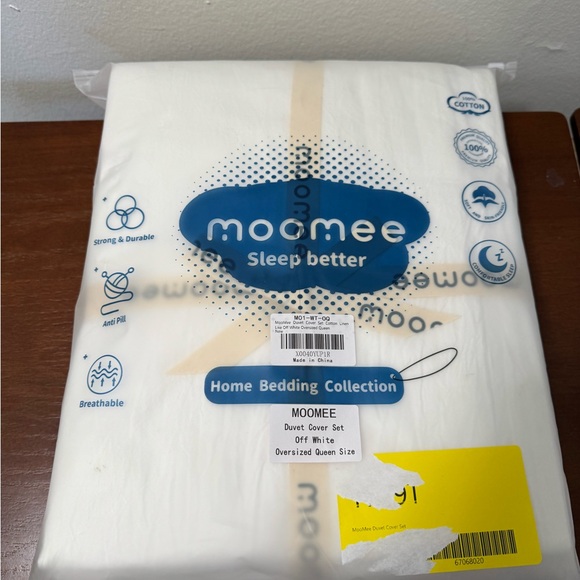 MooMee Bedding Duvet Cover Set 100% Washed Cotton - Oversized Queen - 98 x 98 - Picture 6 of 6